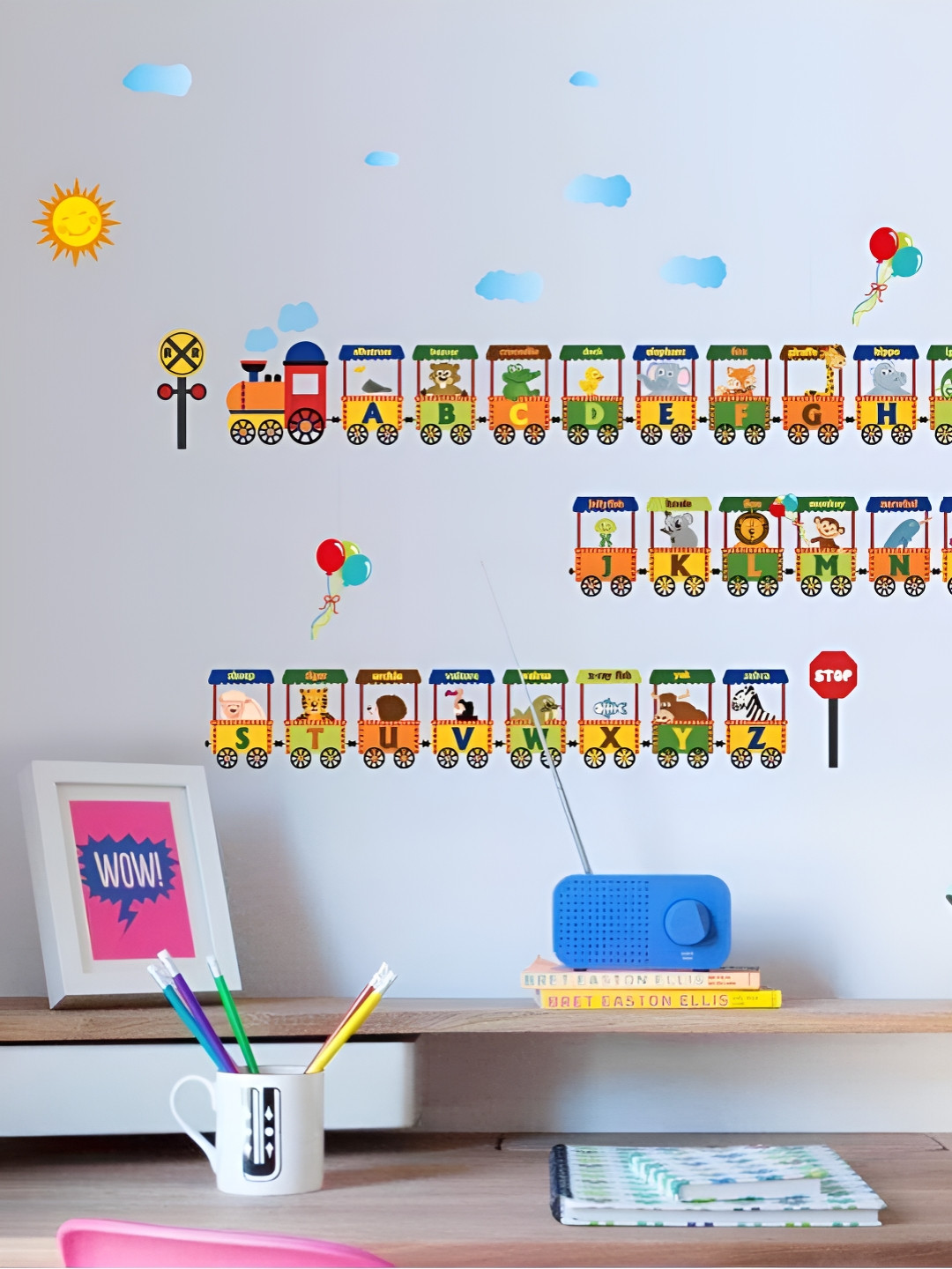 Asian royal Green & Red Cartoon Printed Self Adhesive Wall Sticker