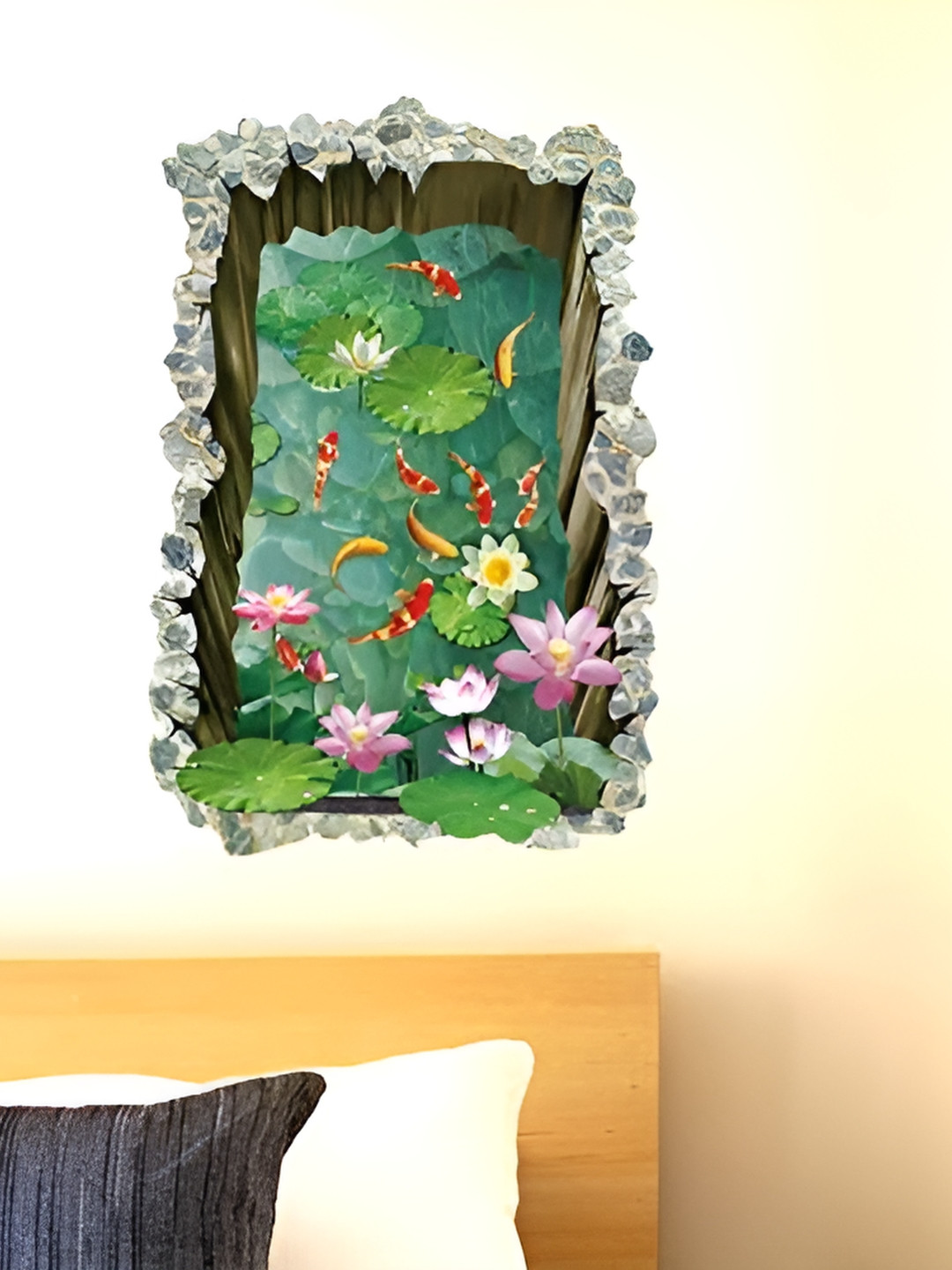 Asian royal Green & Pink Floral Print Self Adhesive Wall Sticker