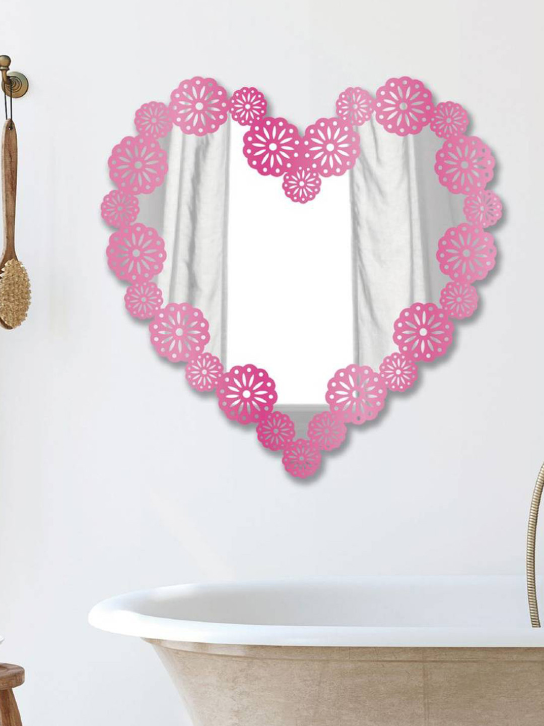 Asian royal Pink Heart Shaped Printed Self Adhesive Wall Sticker