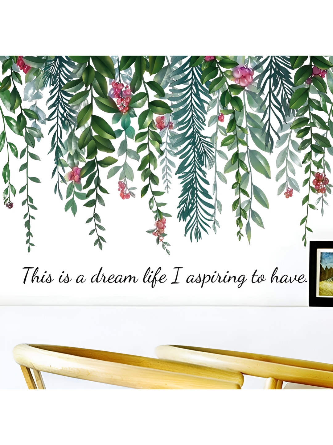 Asian royal White & Green 3D Floral Printed Self Adhesive Wall Sticker