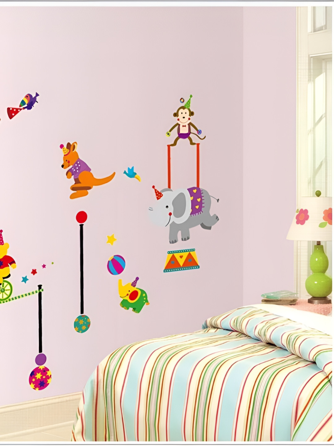 Asian royal Blue & Yellow Cartoon Characters Printed Self Adhesive Wall Sticker