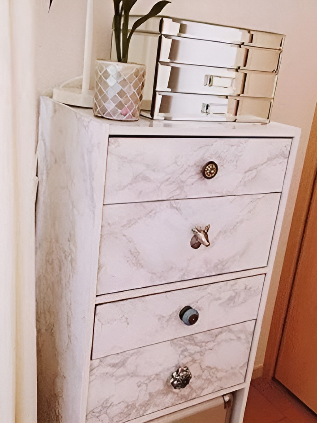 Asian royal White & Grey 3D Floral Printed Self Adhesive Wall Sticker