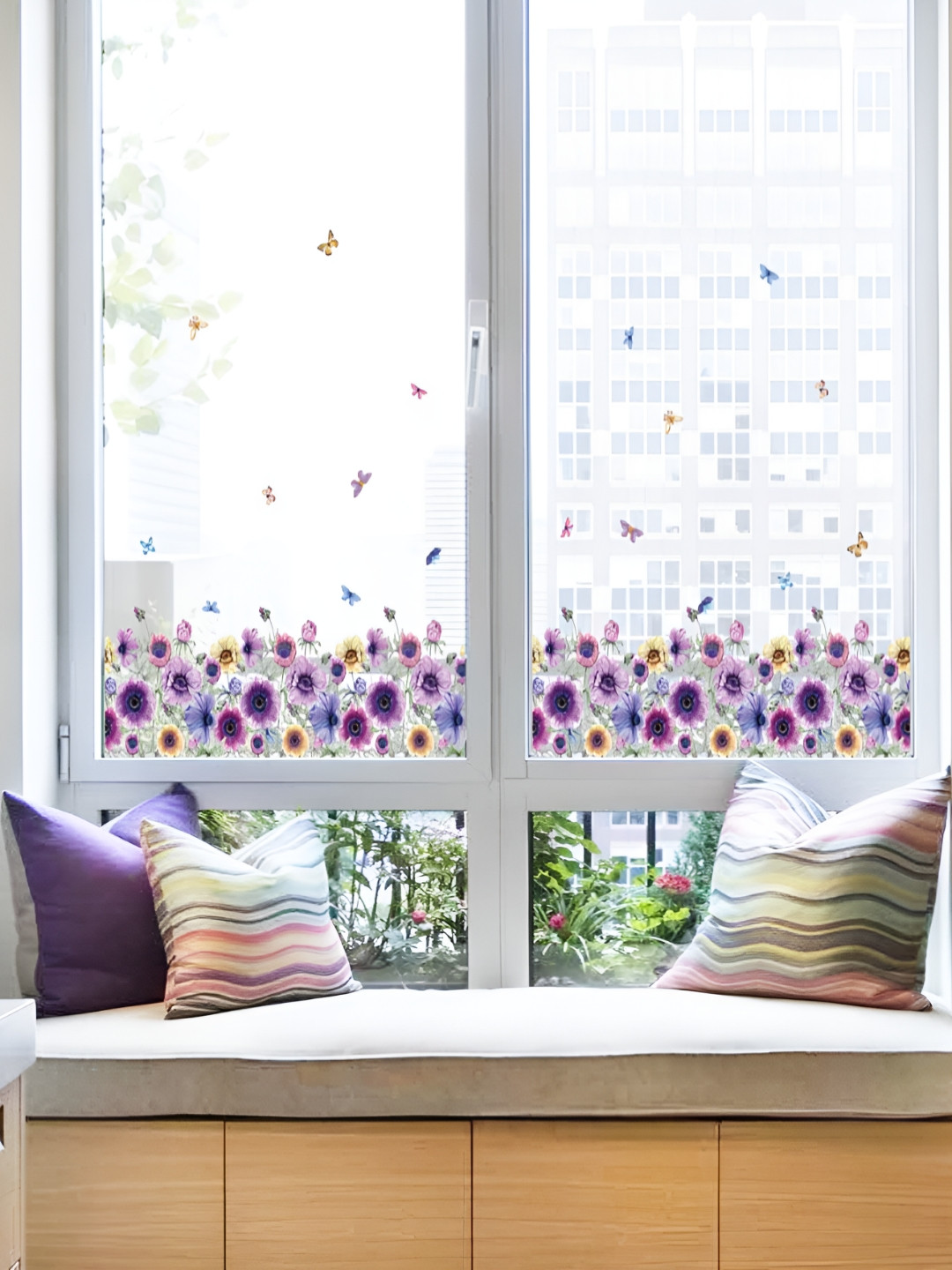 Asian royal Purple & Yellow 3D Printed Self Adhesive Wall Sticker