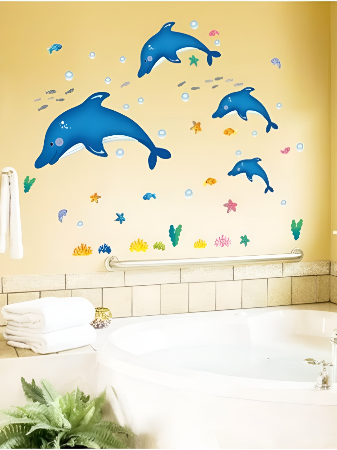 Asian royal Blue & Yellow Printed Self Adhesive 3D Decals & Stickers