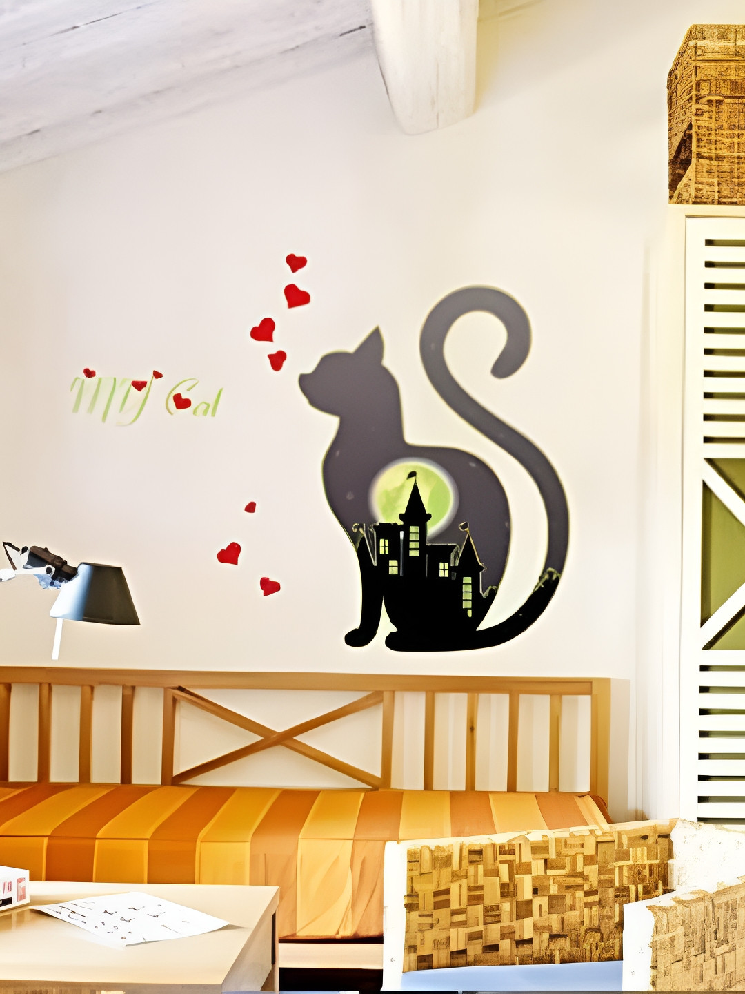 Asian royal Black & Red 3D Floral Printed Self Adhesive Wall Sticker
