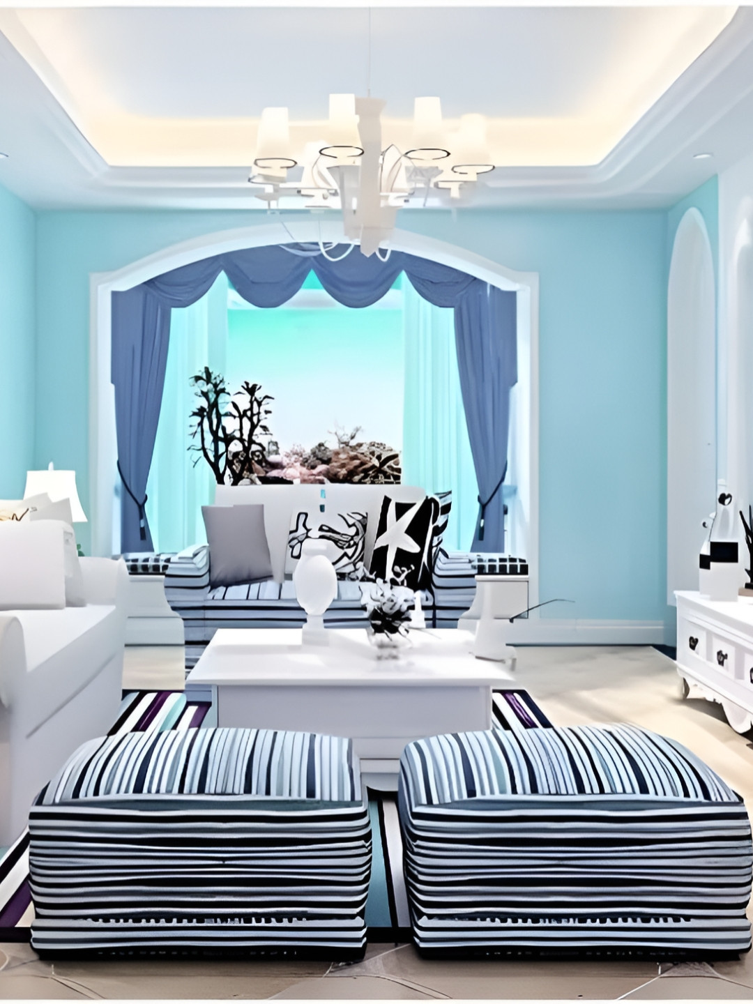 Asian royal Blue Textured Self Adhesive Wall Sticker