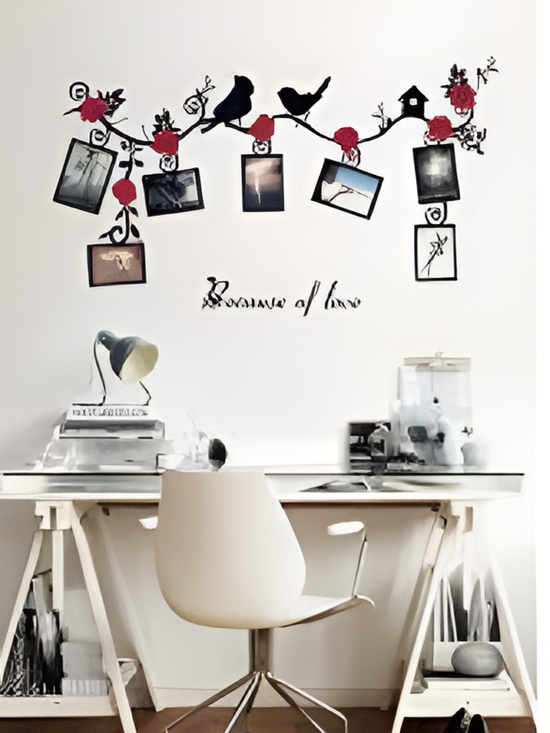 Asian royal Black & Red Birds Printed  Self Adhesive 3D Decals & Stickers