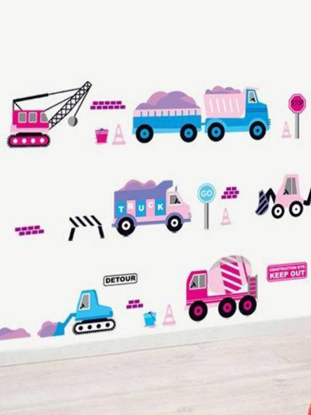 Asian royal Blue & Purple 3D Printed Self Adhesive Wall Sticker