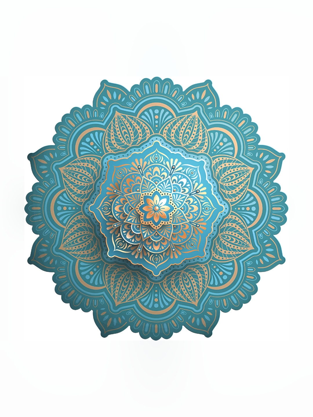 Asian royal Blue & Cream Printed Self-Adhesive Wall Sticker