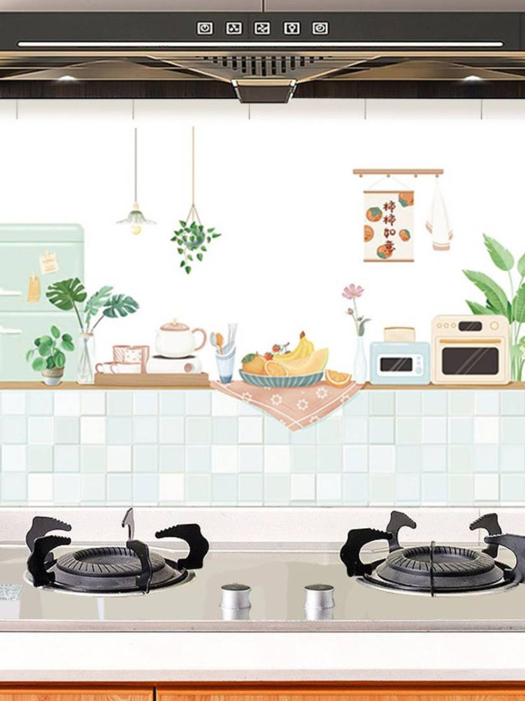 Asian royal Green & Beige Botanical Printed Self Adhesive Wall Sticker