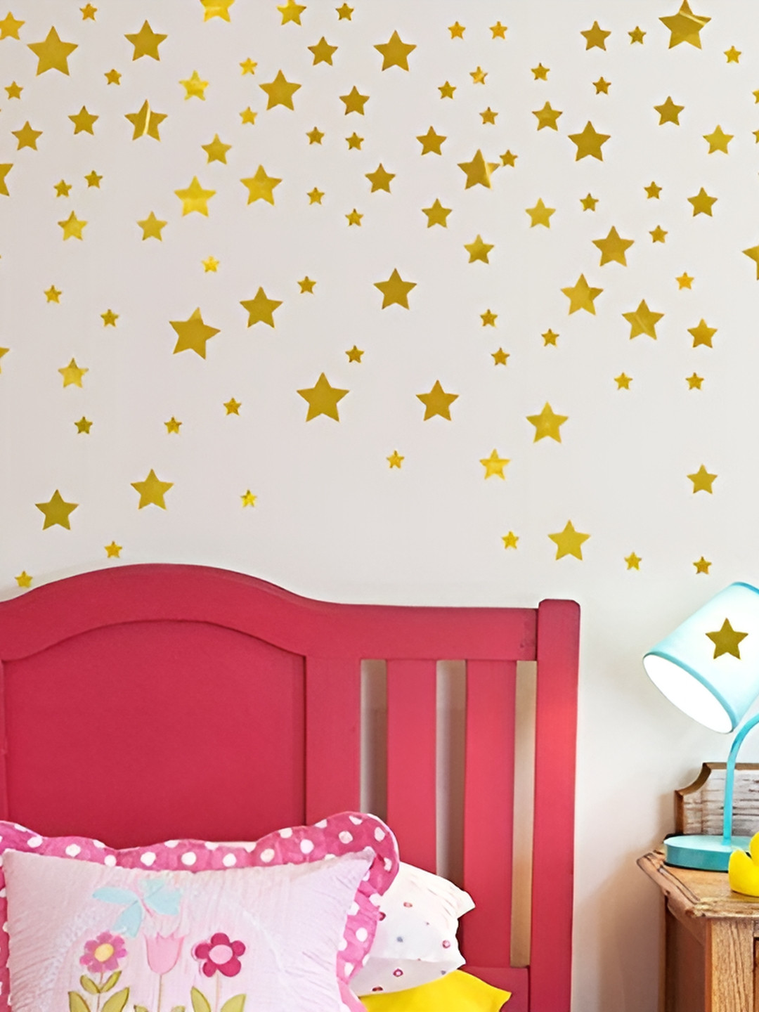 Asian royal White & Gold Toned Printed Self Adhesive Wall Sticker