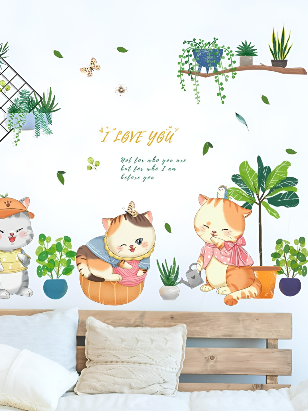 Asian royal Green & Orange-Colored Printed Self-Adhesive Wall Sticker