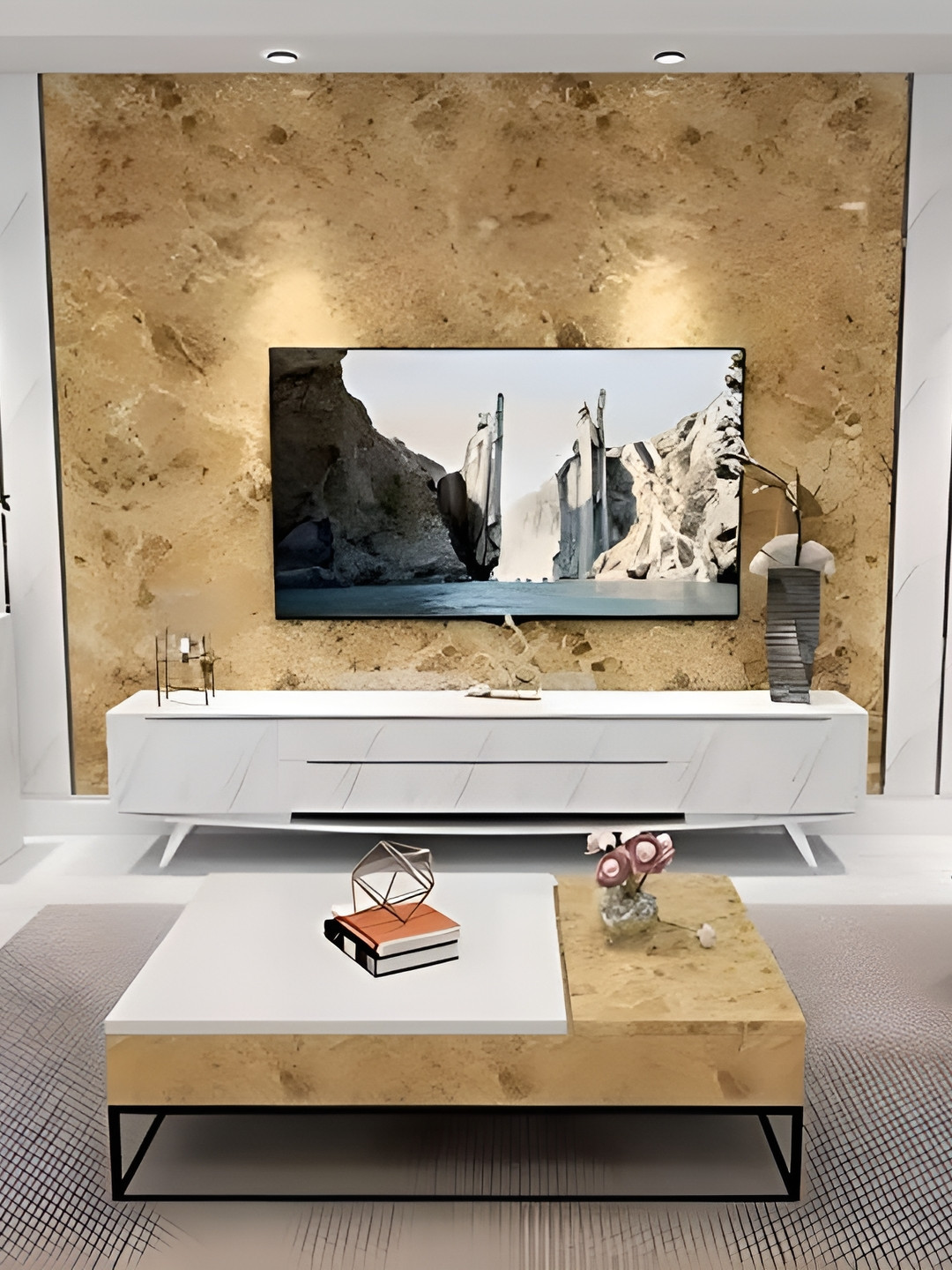 Asian royal Gold Toned & White Printed Self Adhesive Wall Sticker