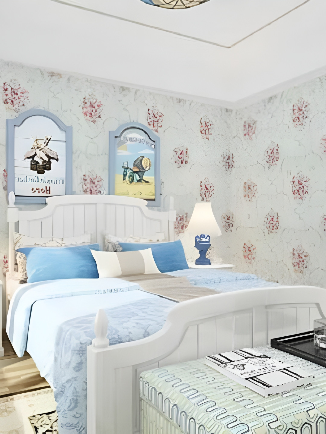 Asian royal Beige & Red Printed Wallpaper Sticker