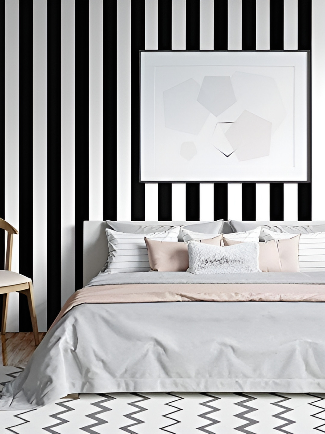 Asian royal White & Black Self Adhesive Wallpaper Sticker