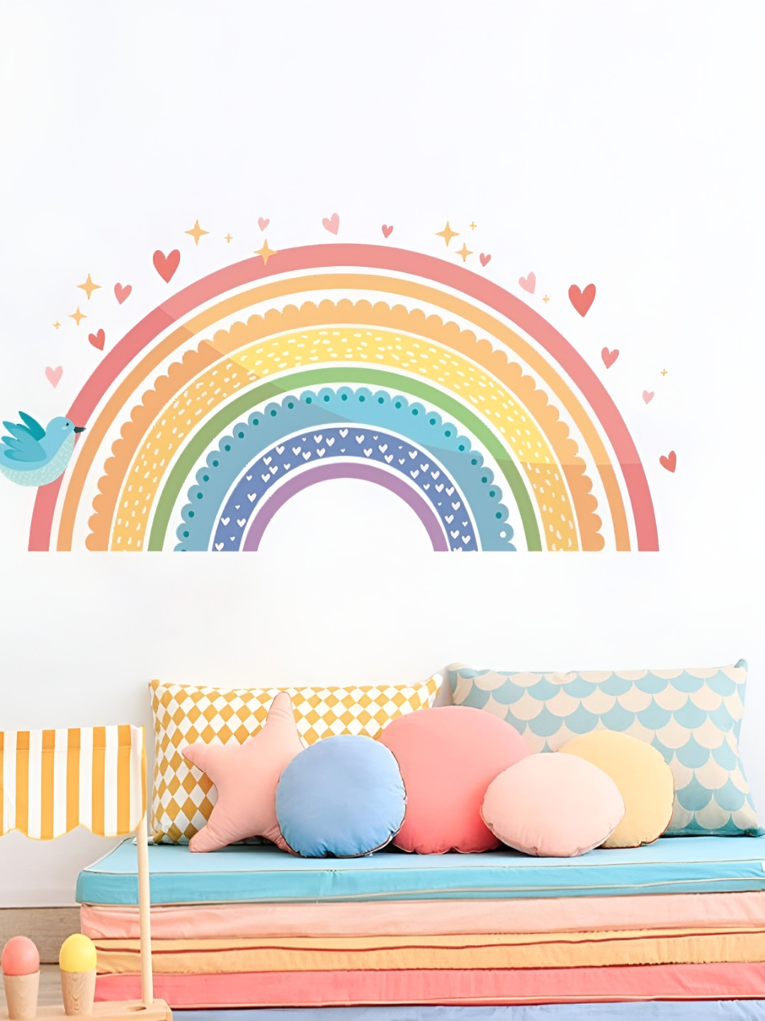 Asian royal Yellow & Blue Rainbow Printed Self Adhesive 3D Decals & Stickers