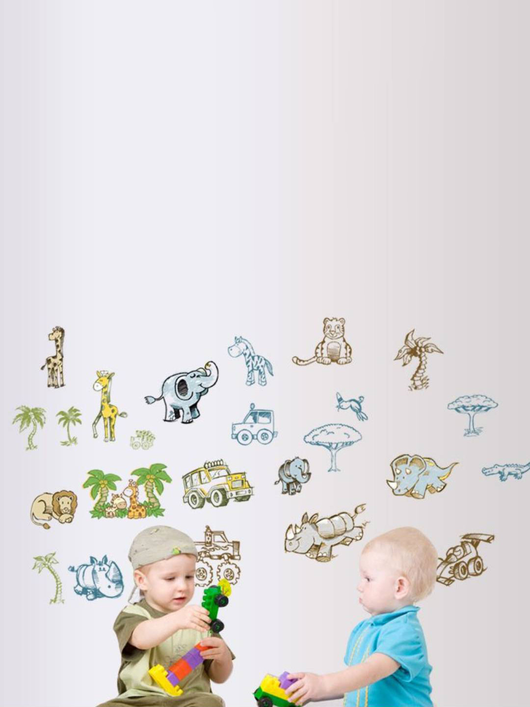 Asian royal White & Blue Printed Self-Adhesive Wall Sicker