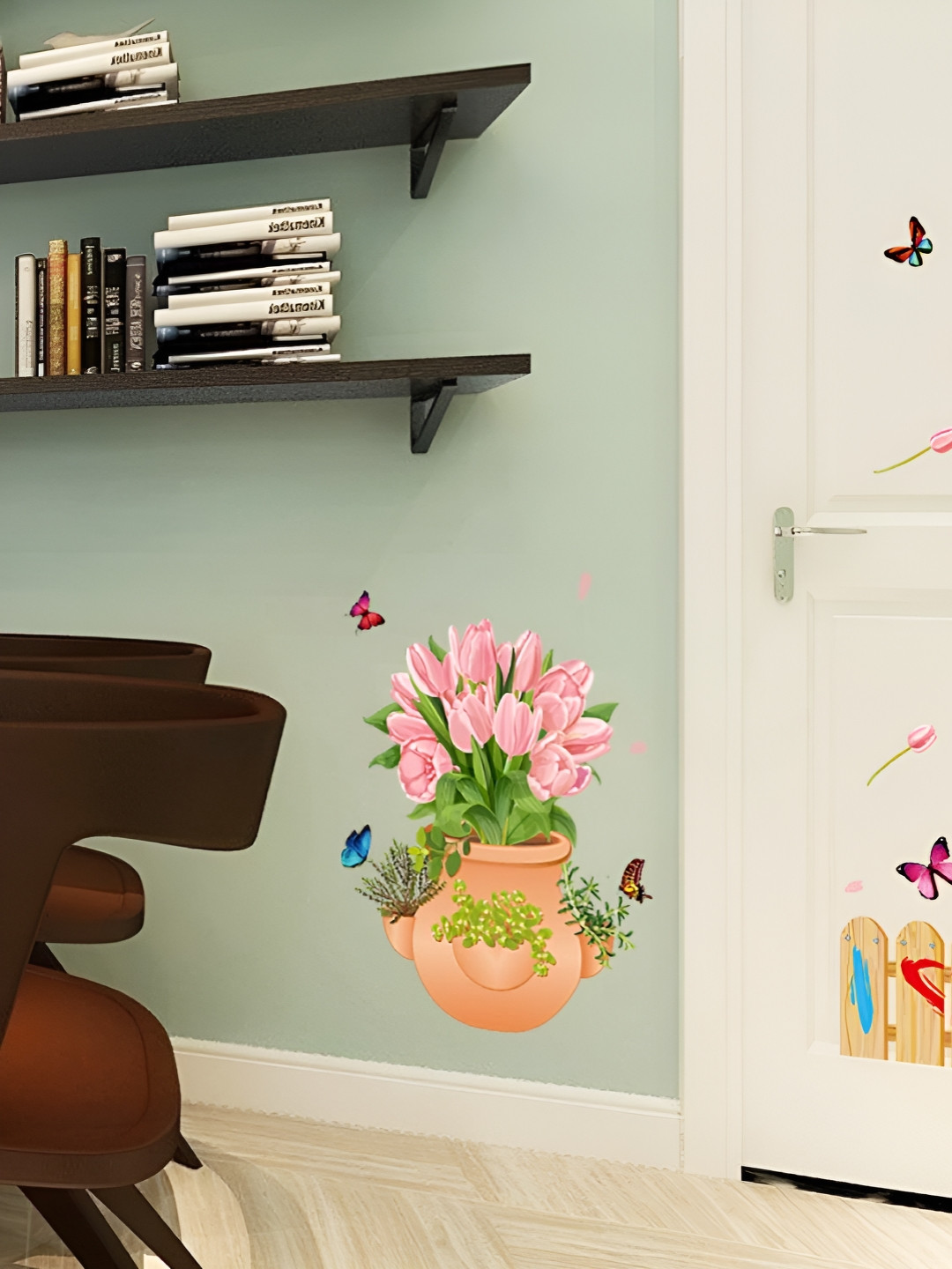 Asian royal Orange & Pink Printed Self-Adhesive Wall Sticker