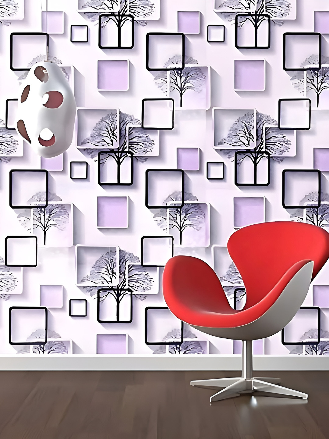 Asian royal Purple & Black Geometric Printed Self Adhesive 3D Decals & Stickers