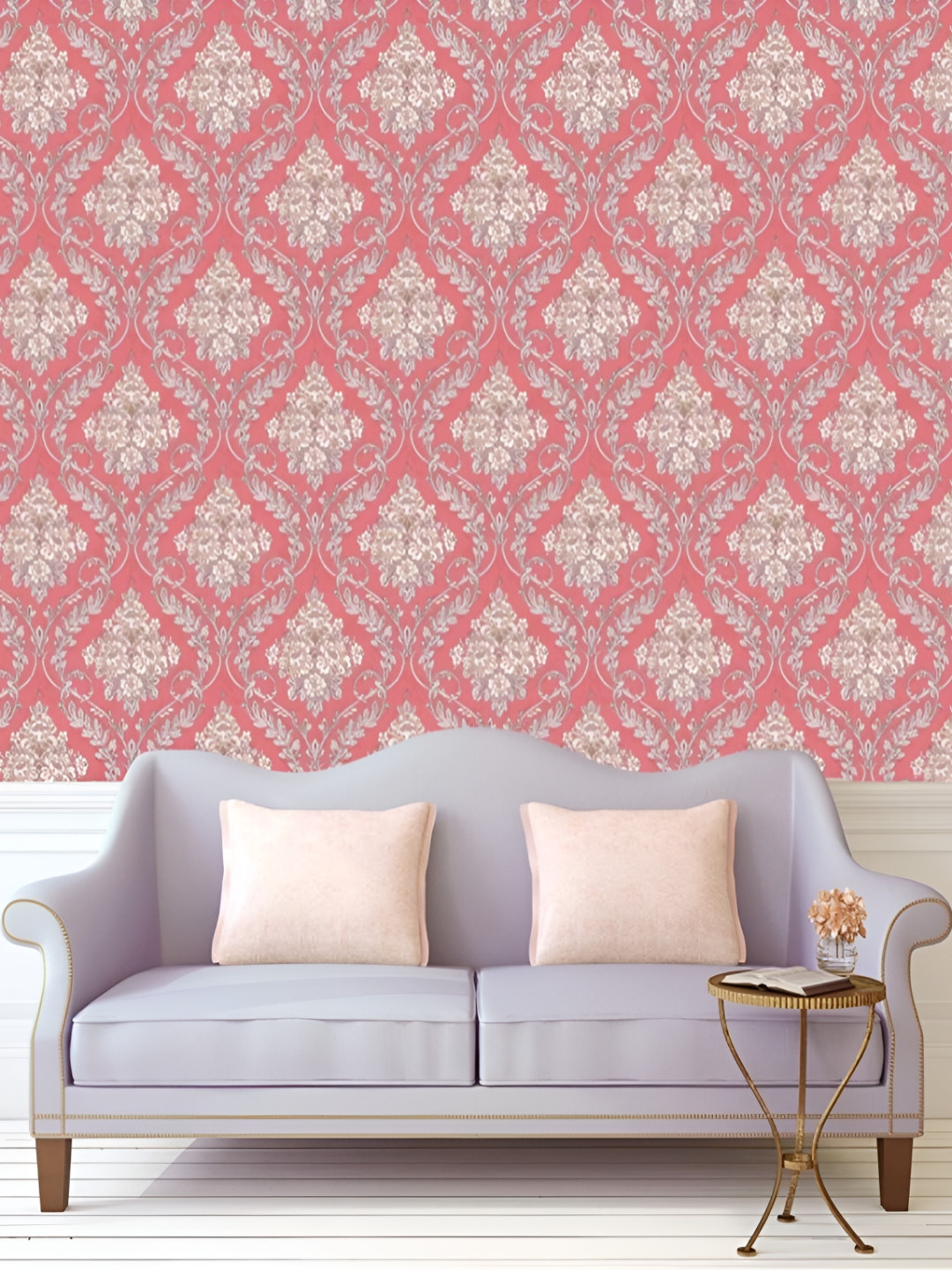 Asian royal Red & Grey Printed Self-Adhesive Wall Sicker