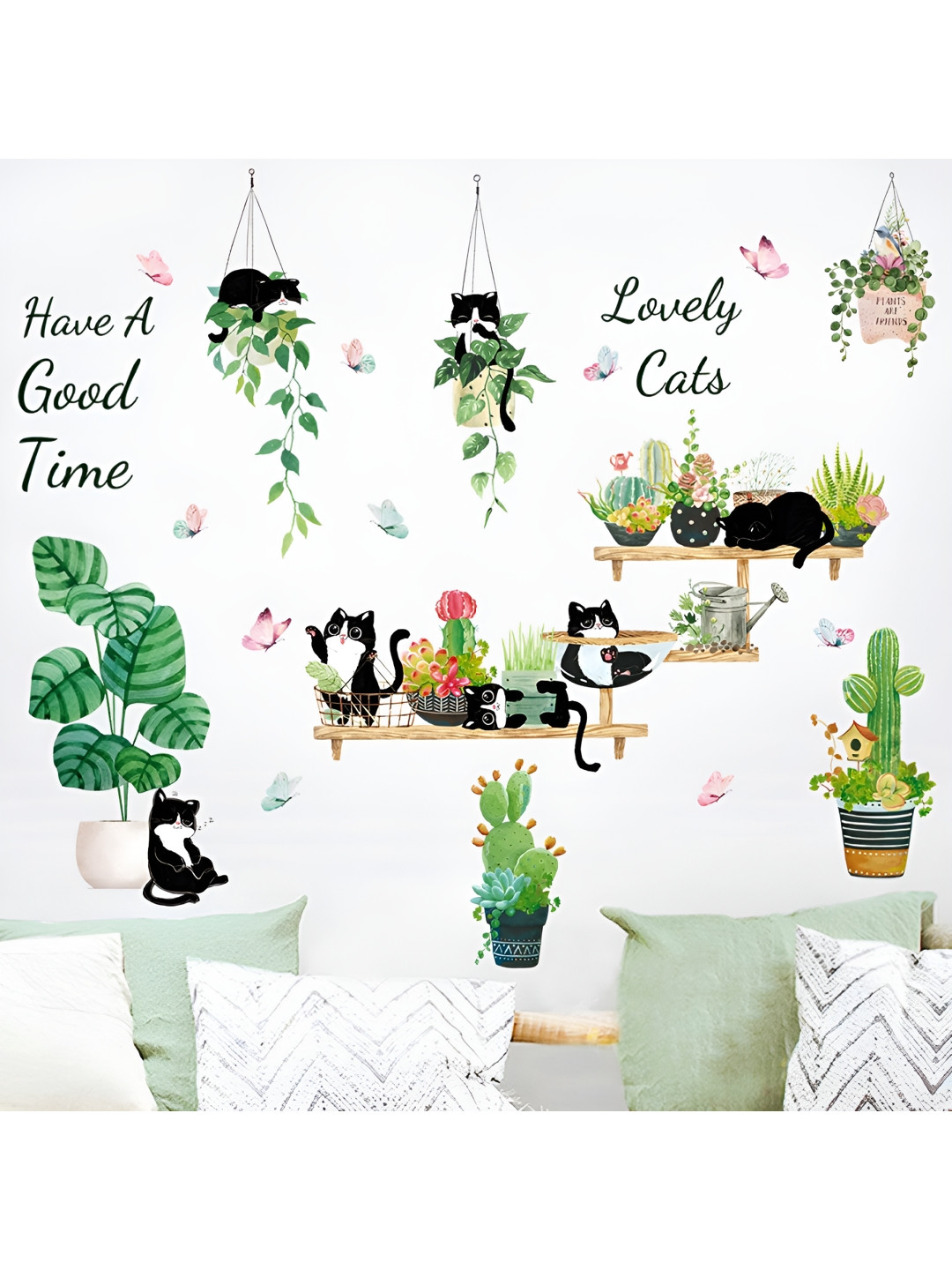 Asian royal White & Green Self Adhesive Wallpaper Sticker