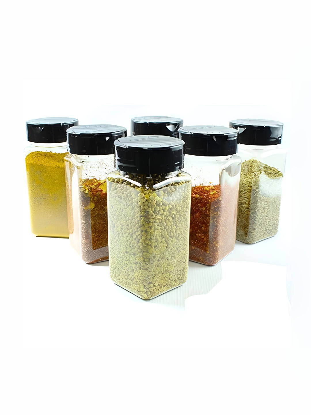 Tyche Enterprises Transparent Glass Dishwasher Safe 6 Piece Screw Top Spice Cellar-120ml
