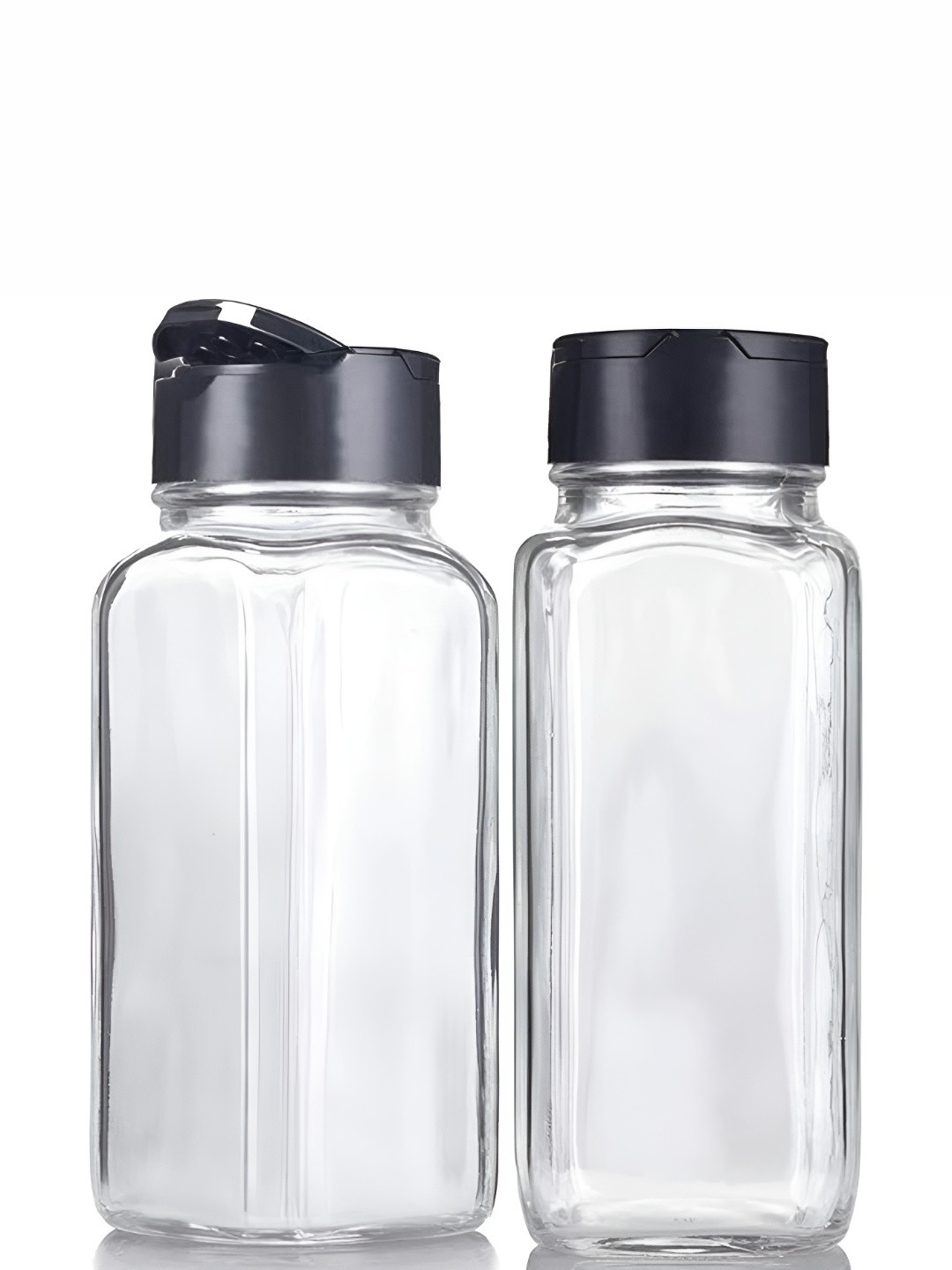 Tyche Enterprises Transparent Glass Dishwasher Safe 2 Piece Flip Top Spice Cellar-120ml