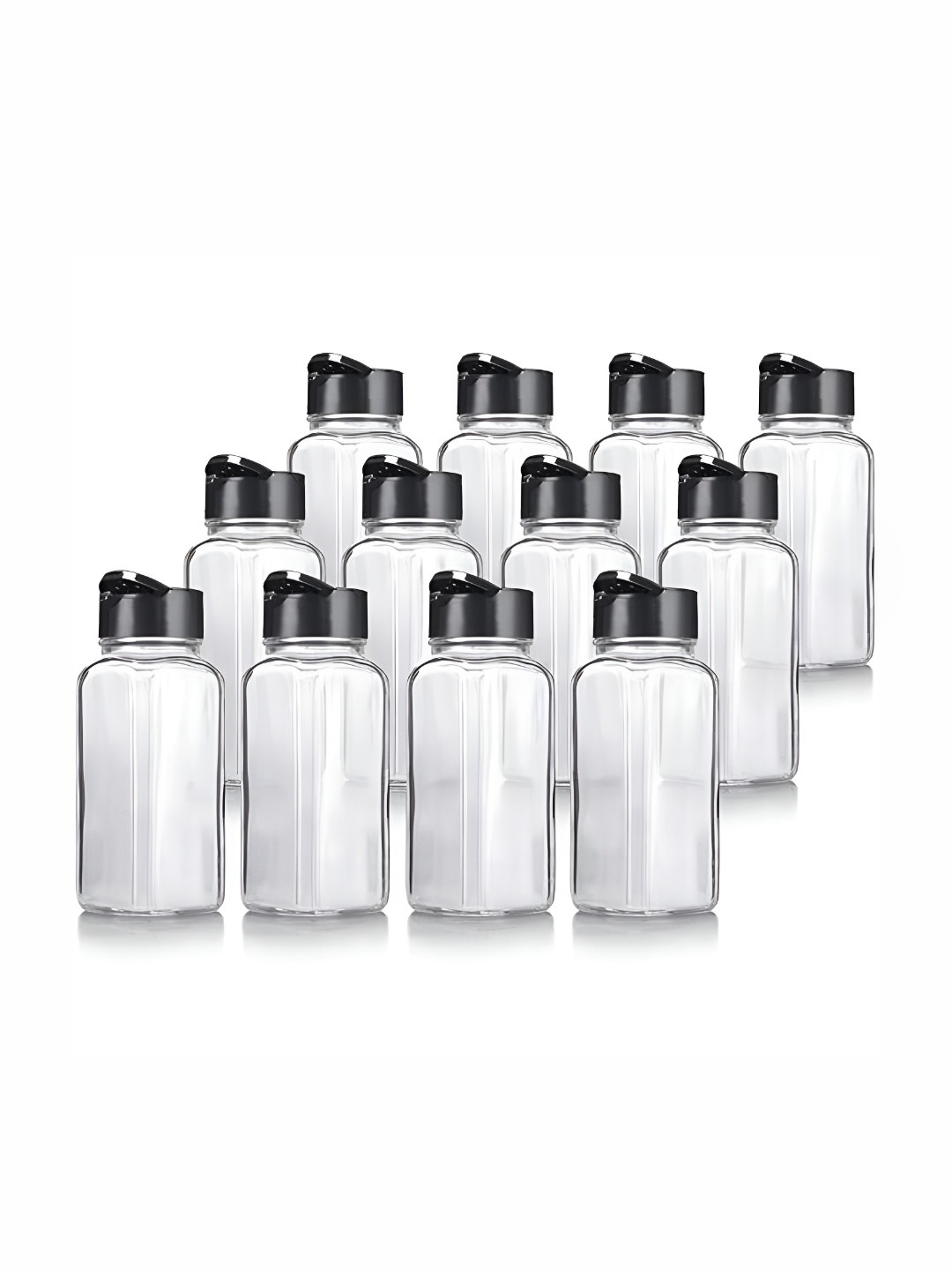 Tyche Enterprises Transparent Glass Dishwasher Safe 12 Piece Flip Top Spice Cellar-120ml