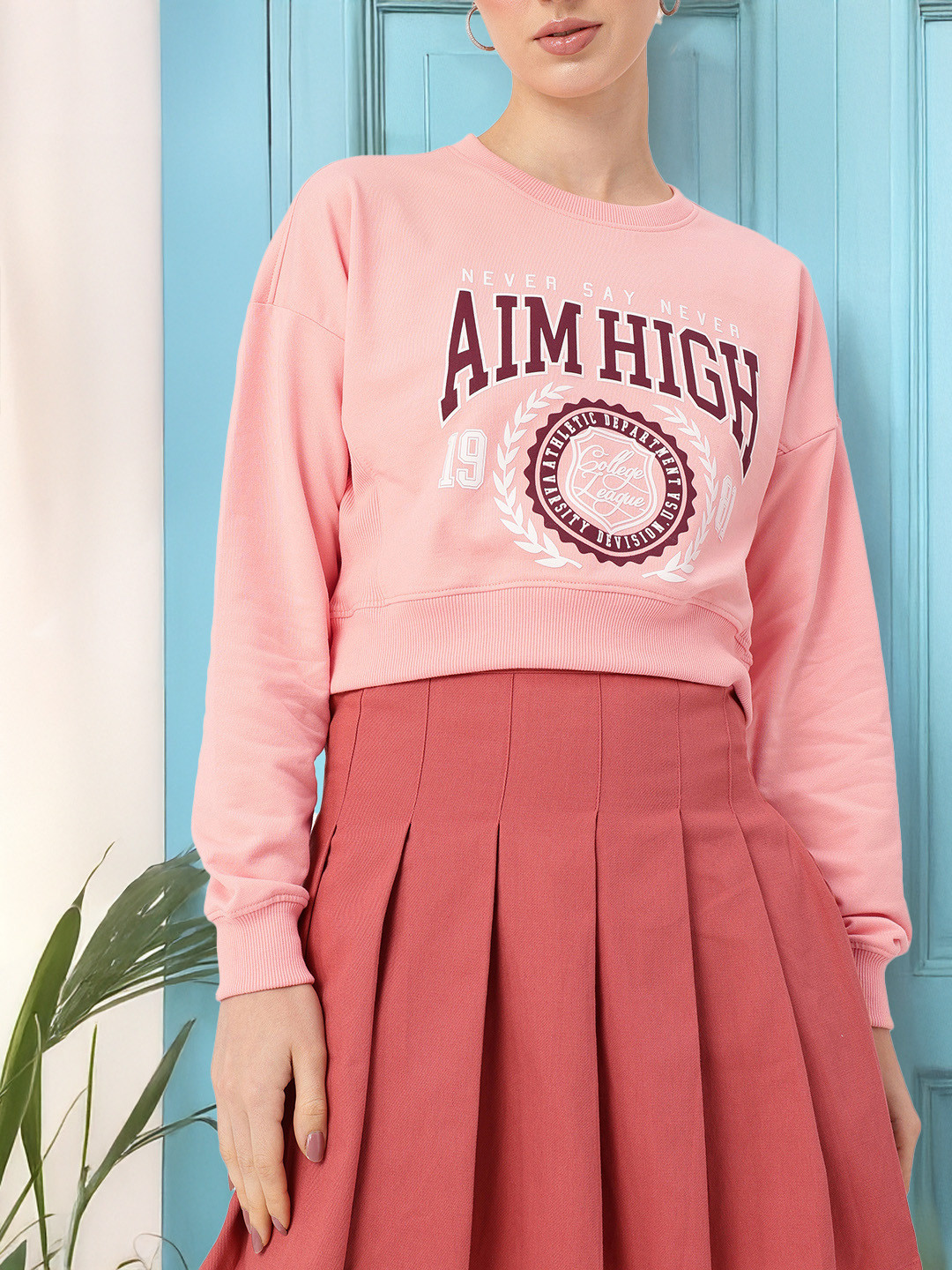 DressBerry X fwd Printed Oversized Crop Sweatshirts