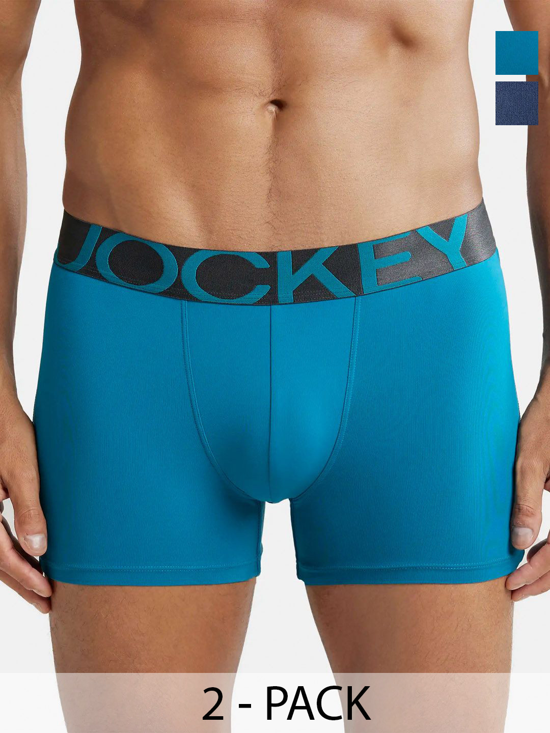 Jockey Pack of 2 Mid-Rise Outer Elastic Trunks  IC28-0105-OCNDE  8009-0101-DPNVY