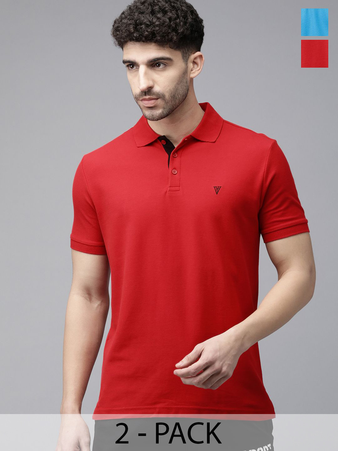 Van Heusen Pack Of 2 Polo Collar Pure Cotton Colour Fresh Moisture Wicking Lounge Tshirts