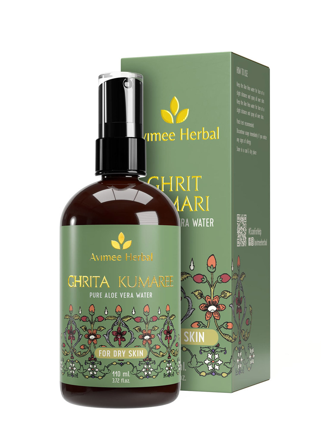 Avimee Herbal Ghrita Kumaree Pure Aloe Vera Water For Acne Free & Hydrated Skin -110ml