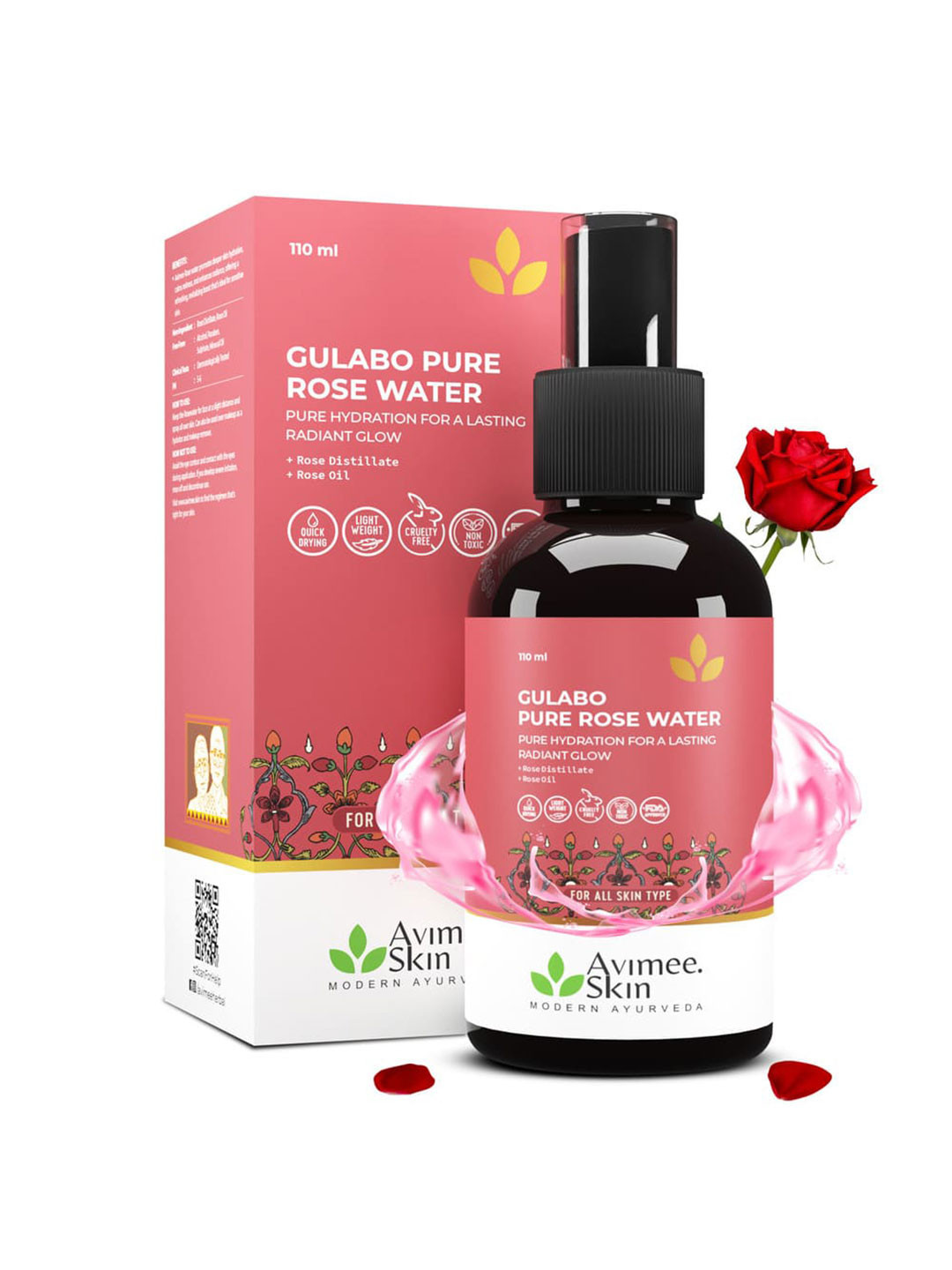Avimee Herbal Gulabo Pure Rose Water - 110ml