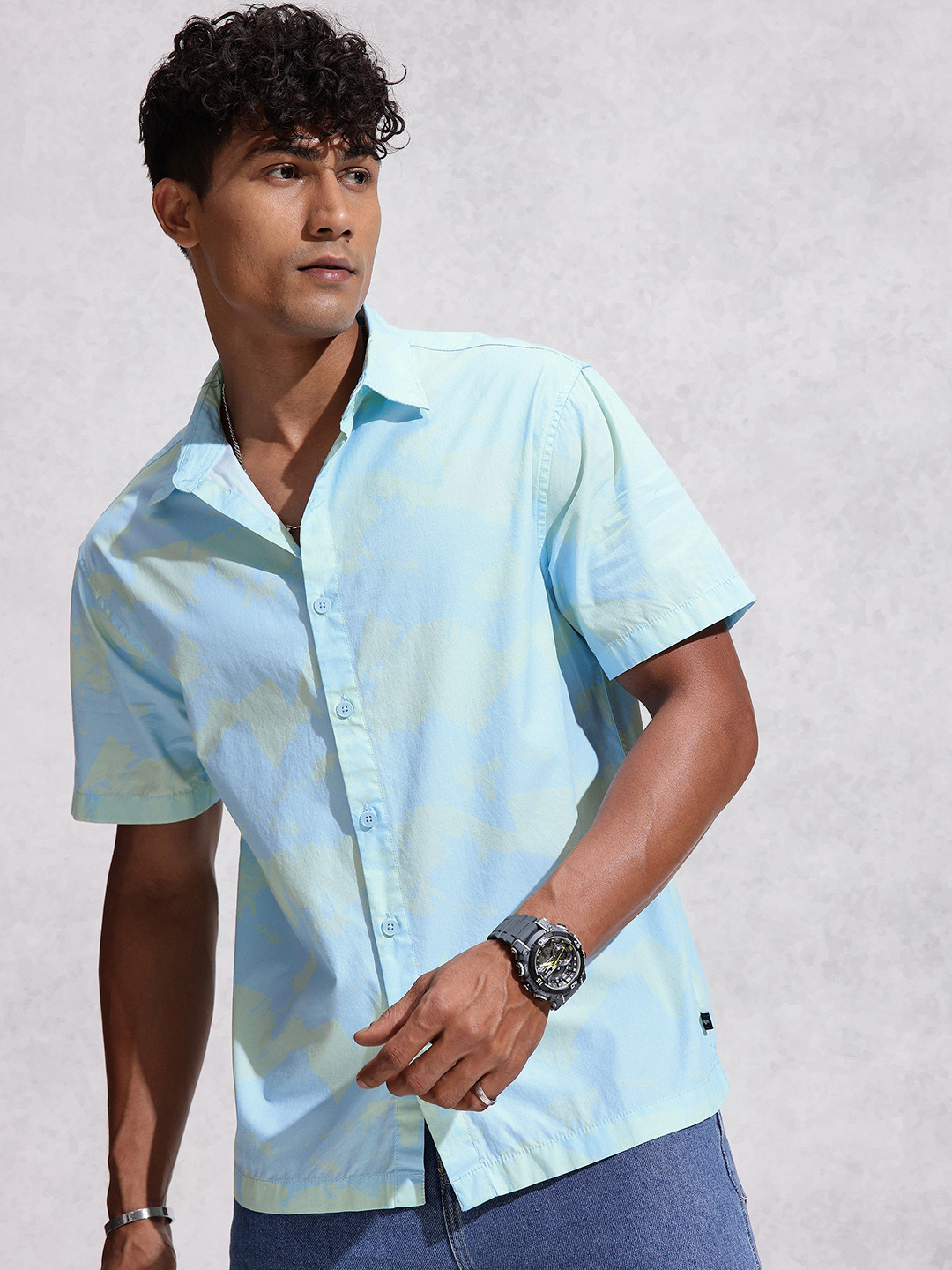 WROGN Comfort Opaque Dyed Effect  Cotton Casual Regular Fit Shirt