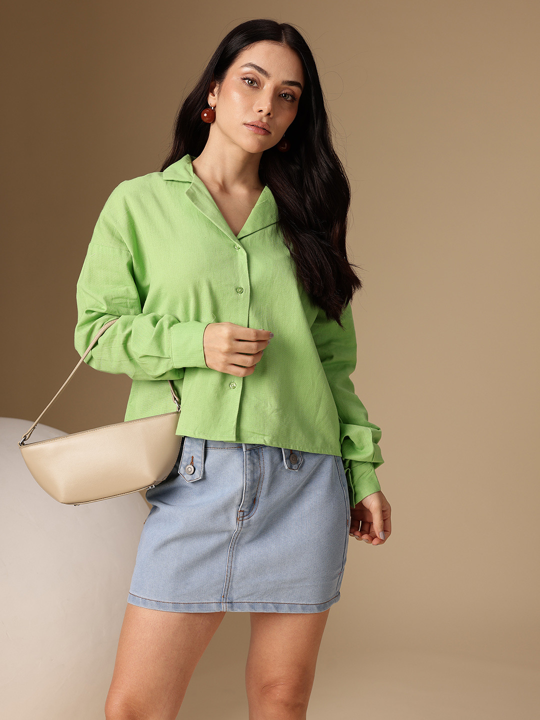 Chemistry Cotton Linen Drop Shoulder Sleeves Casual Shirt