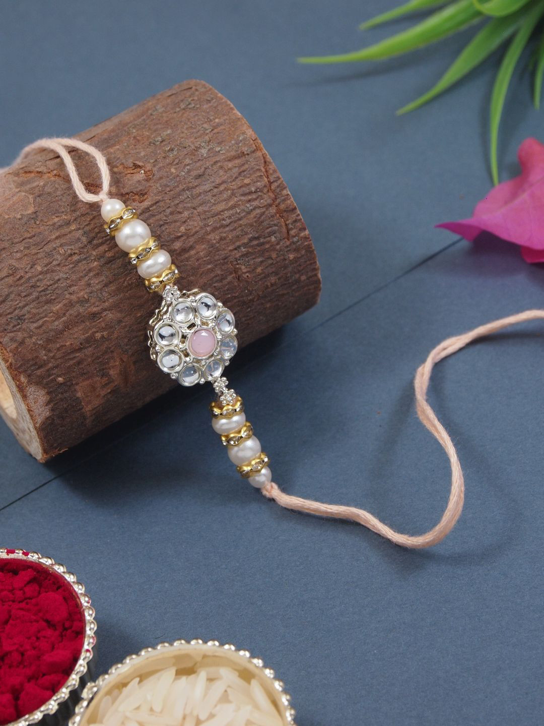 I Jewels Kundan & Pearl Rakhi For Bro/Brother