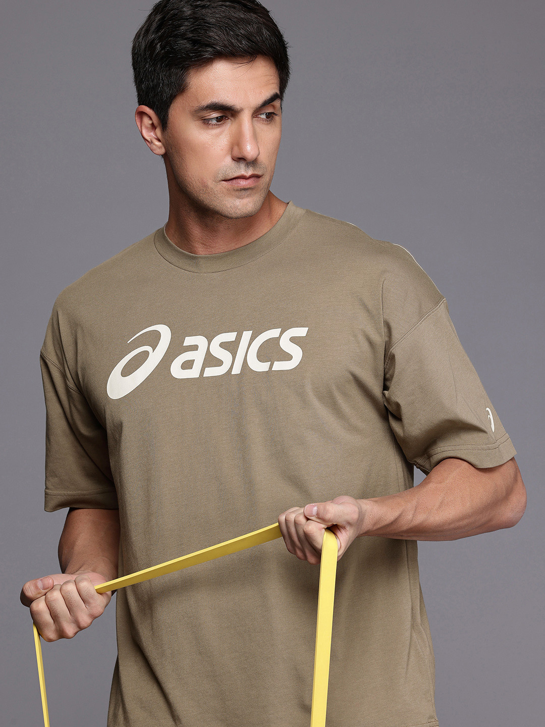 ASICS Printed Drop-Shoulder Sleeves Quick Dry Relaxed Fit Training or Gym Sports T-shirt