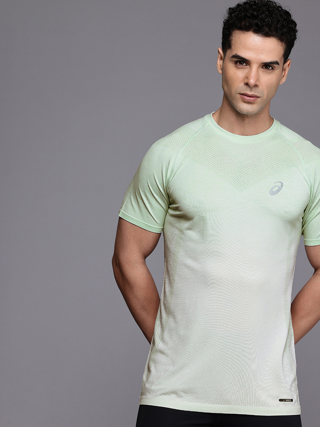 ASICS Self Design Raglan Sleeves Slim Fit Running Sports T-shirt