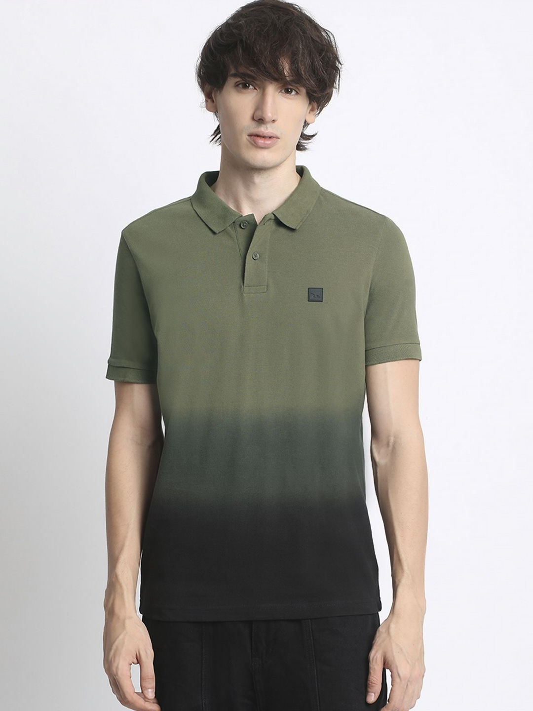 THE BEAR HOUSE Men's Ombre Cotton Regular Fit Polo Collar Tshirt