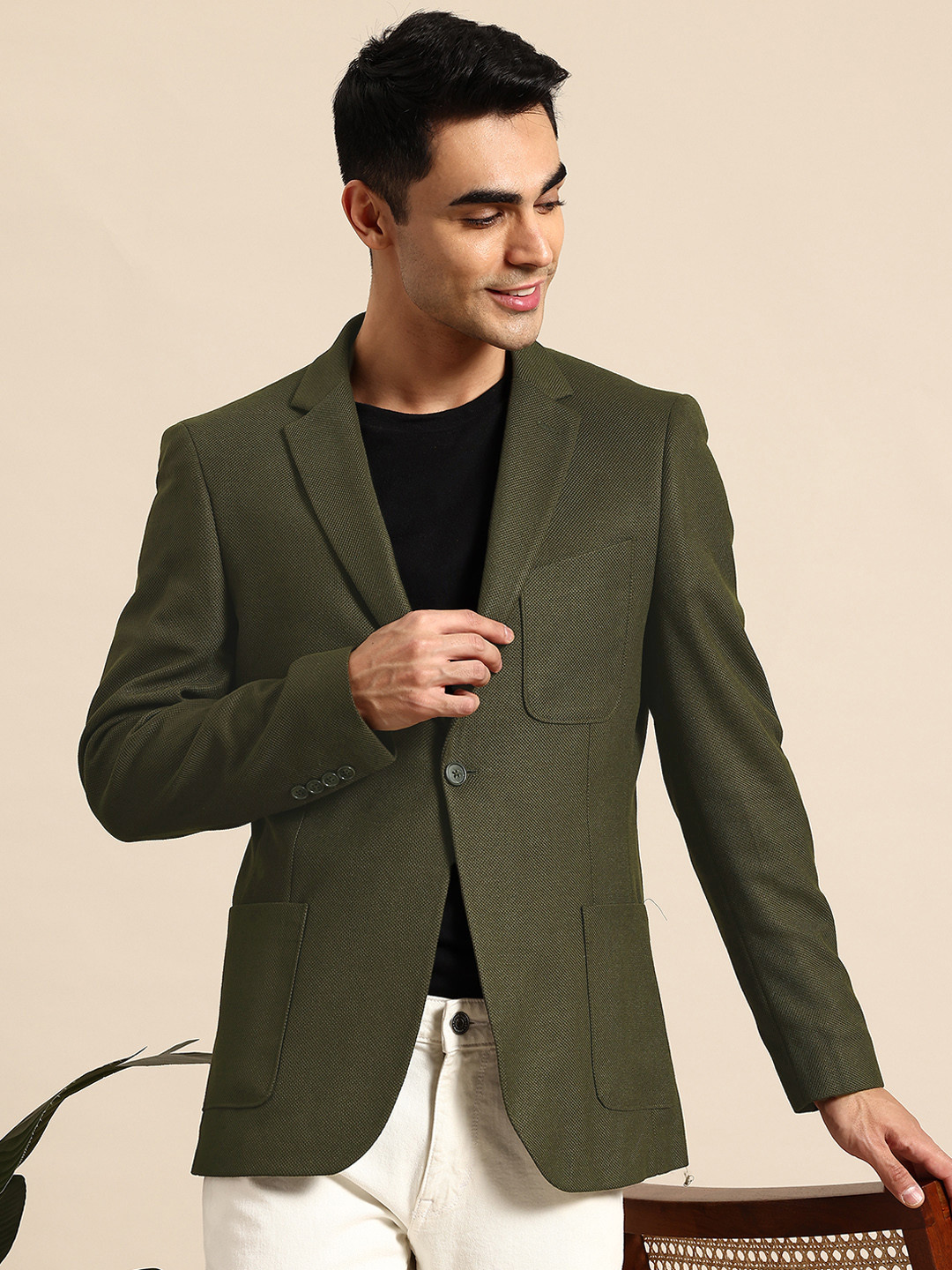 Mast & Harbour Single-Breasted Textured Blazer