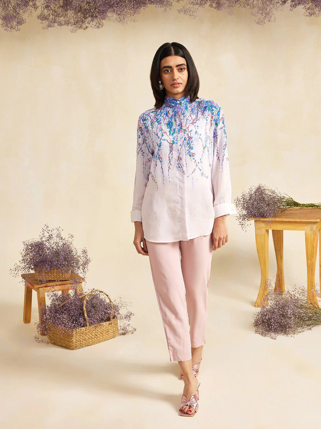 NAINVISH Women Foral Printed Premium Opaque Regular Fit Casual Shirt