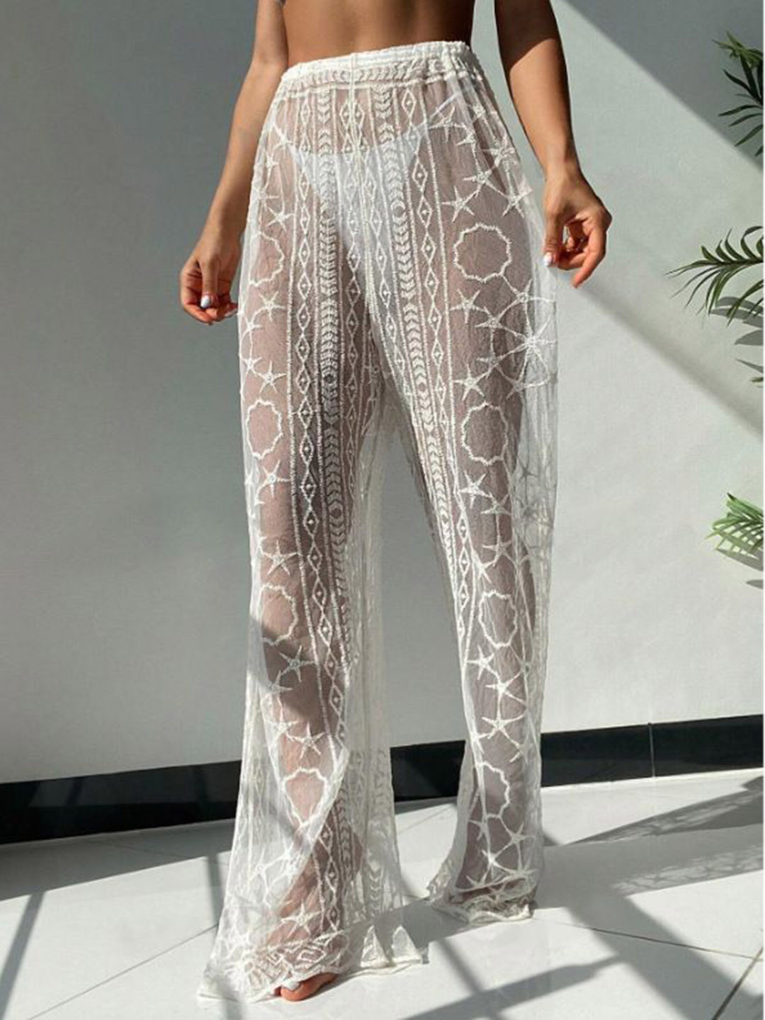 Addery Embroidered Mesh Sarong Trousers