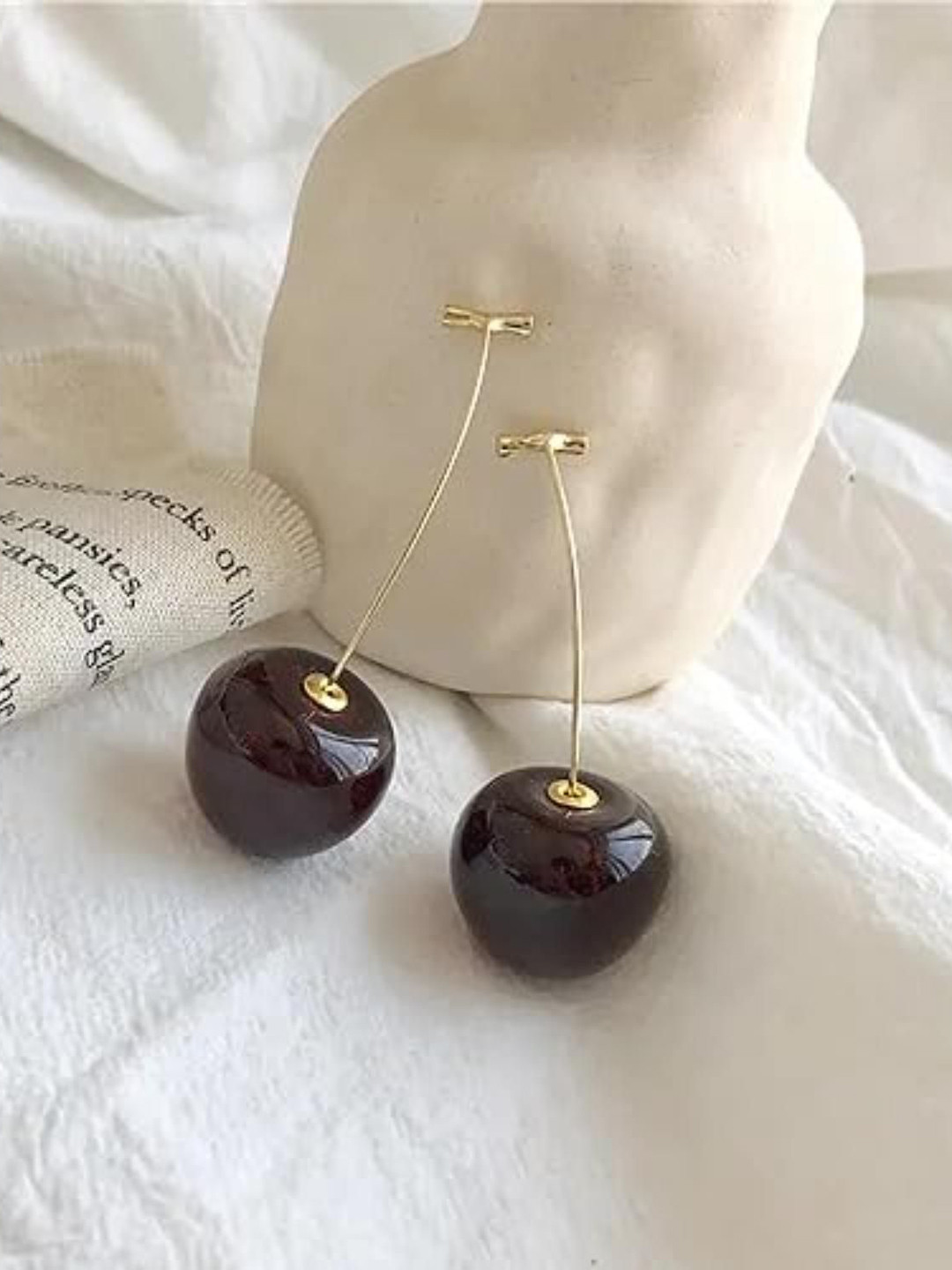 DN Creation Gold-Plated Cherry Drop Earrings