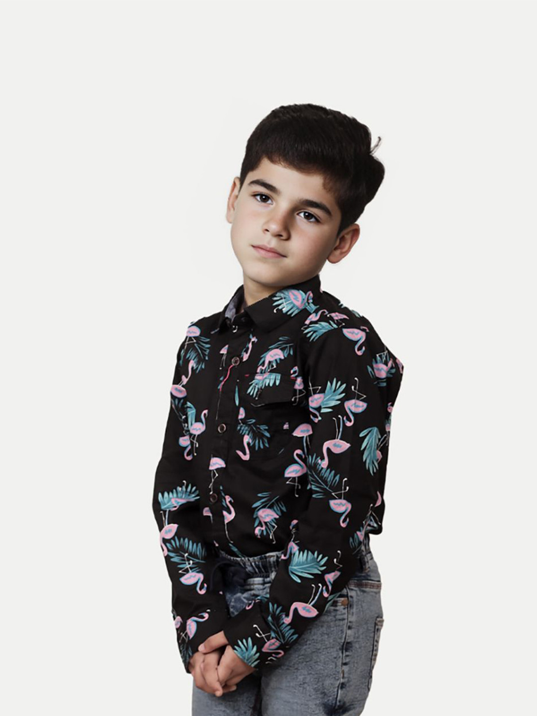 BAESD Boys Standard Tropical Printed Casual Shirt