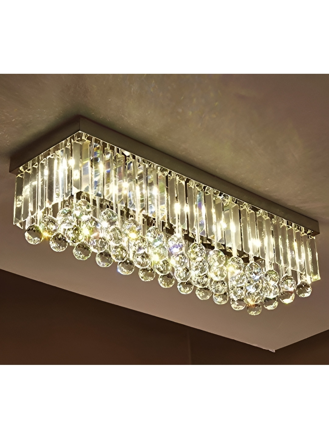 ganeshart Transparent Textured Glass Contemporary Rectangle Ceiling Lamp