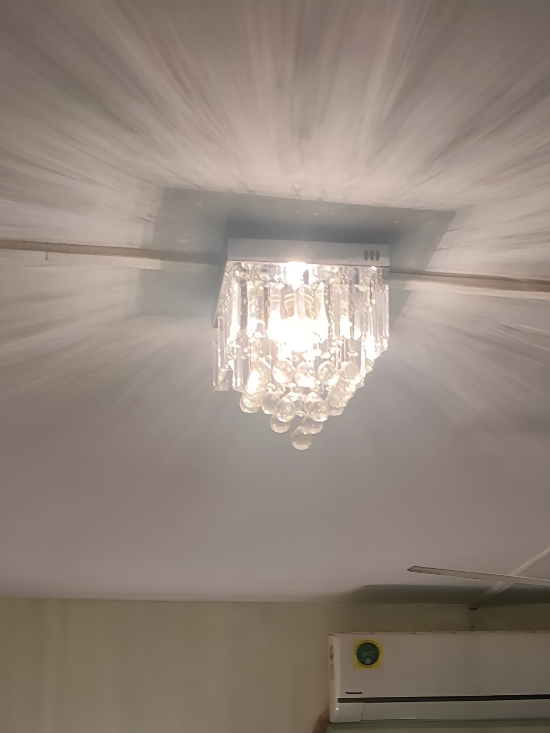 ganeshart Transparent & Silver-Toned Glass Contemporary Square Ceiling Lamp
