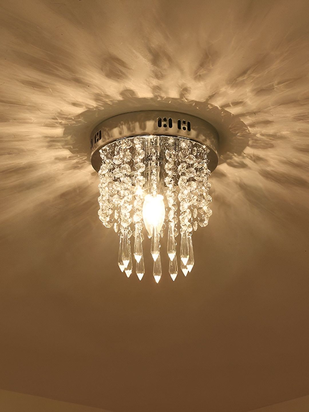 ganeshart Transparent & Gold-Toned Glass Contemporary Spherical Ceiling Lamp