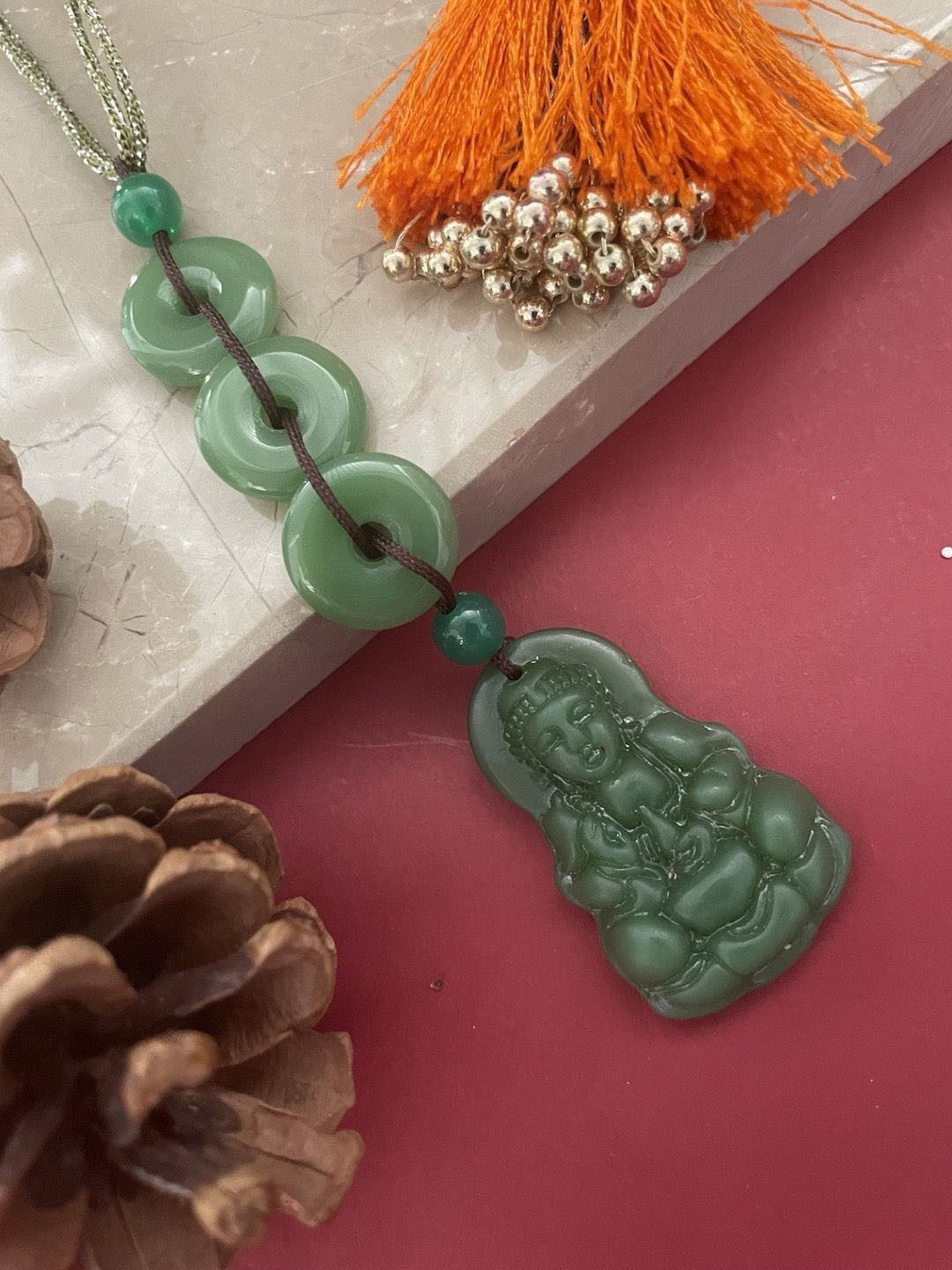 Digital Dress Room Buddha & Jade Stone Lumba Rakhi