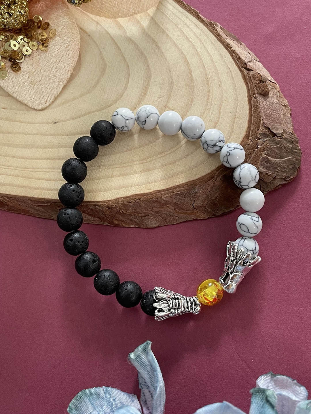 Digital Dress Room Flower Charm & Beaded Elasticated Rakhi