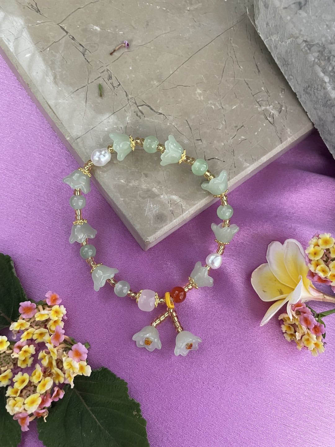 Digital Dress Room Flower/Jade Stone Studded Latkan Elasticated Rakhi